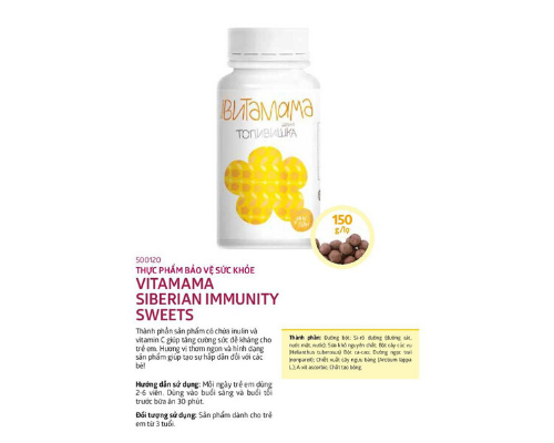 Cách sử dụng VitaMama Siberian immunity sweets hổ trợ tăng đề kháng Trẻ em