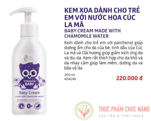 Kem xoa dành cho trẻ em với nước hoa Cúc La mã Vitamama Baby Baby Cream made with chamomile water