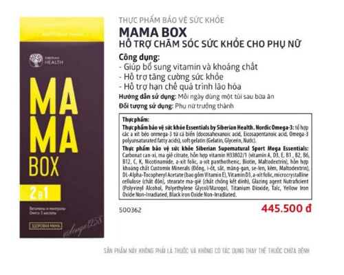 Thành phần Viên uống Vitamin Mama Box cho bà bầu ,Giúp mẹ khỏe, con thông minh